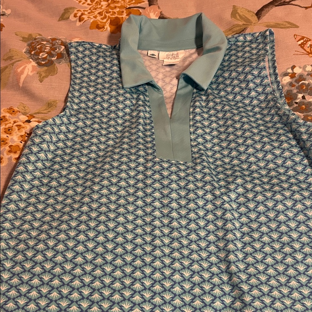Sigrid Olsen Teal Geometric Golf/Tennis Dress